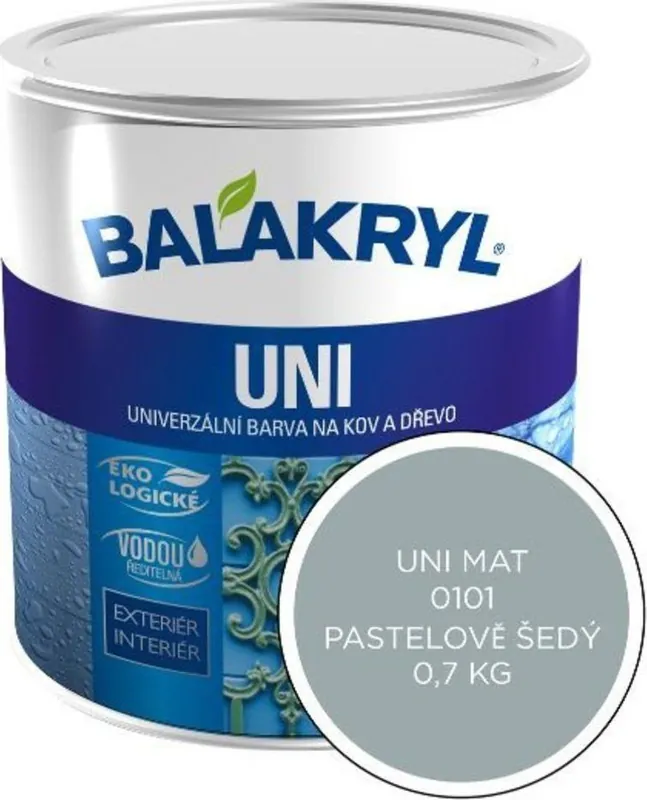 Barva vodou ředitelná UNI MAT - 0101 (0.7) Balakryl pastelově šedá Akční Nabídka