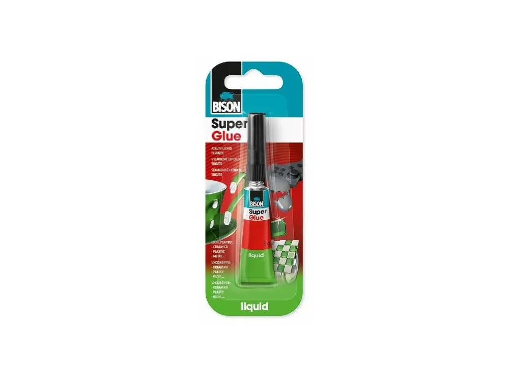 Lepidlo BISON Super glue LIQUID 3 g Jumbo Card Přímo Od Výrobce