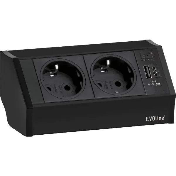 EVOline V-Dock zásuvkový prvek 2 x Schuko, USB-A + C Nabíječka černá Ihned K Objednání