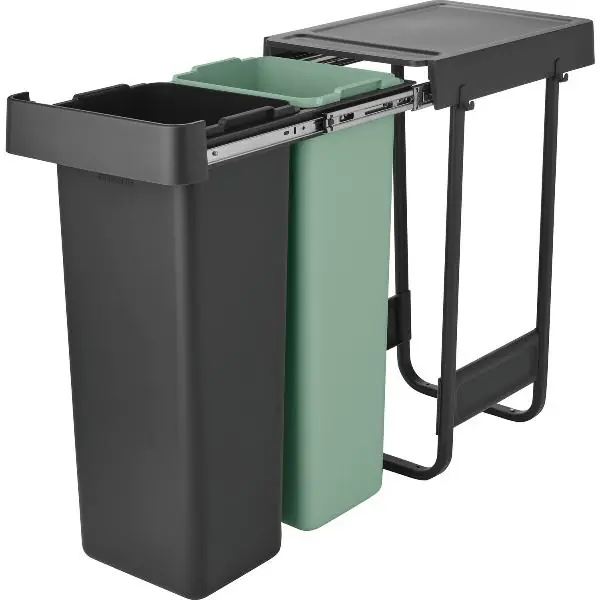 BRABANTIA vestavný odpadkový koš Sort & Go 2 x 30 litrů tmavě šedý plast Aktuální
