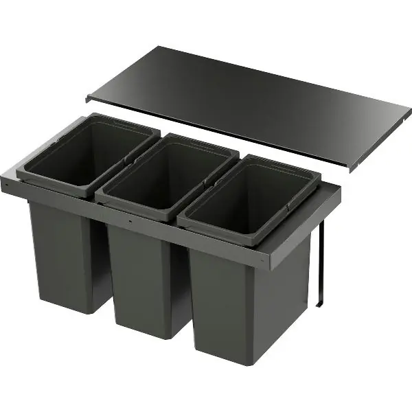 VS ENVI Flex Pro Systém na třídění odpadu KŠ 900 mm, 3 × 28 litrů, lávová Jen Po Omezenou Doba