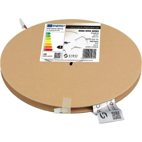 Autentický SIRO LED pásek SL-VIPER 10 W/m, 3000 K, 24 V/DC, na míru s kabelem
