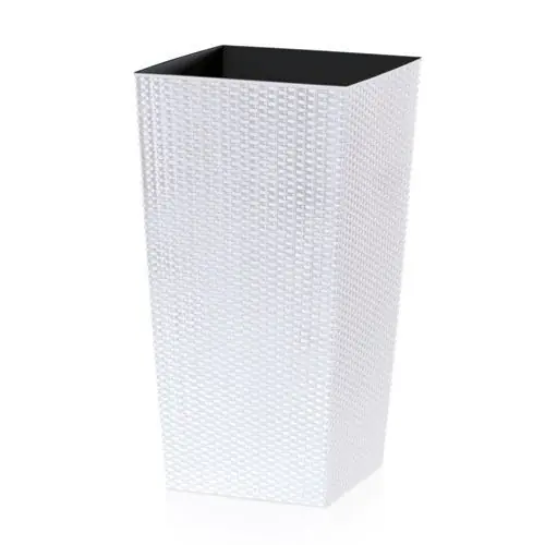Květináč ratanový plastový 49l RATO SQUARE 32,5x32,5cm BÍLÝ Nejlepší Cena