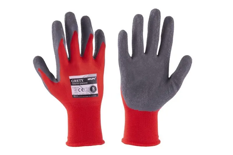 Rukavice GRETY 8" ,10" červeno-šedé Rychlé Dodání