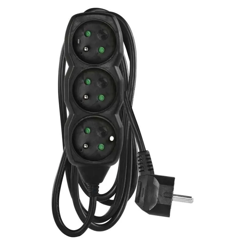 Sezónní Sleva Prodlužovačka 1,5 m 3 zásuvky / černá / PVC / 1 mm2R PC0311