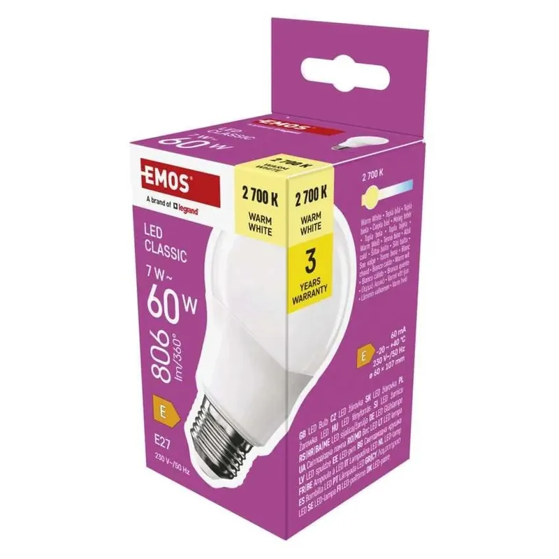 Vysoce Kvalitní Žárovka LED Classic A60 / E27 / 7 W (60 W) / 806 lm / teplá bílá ZQ5E41