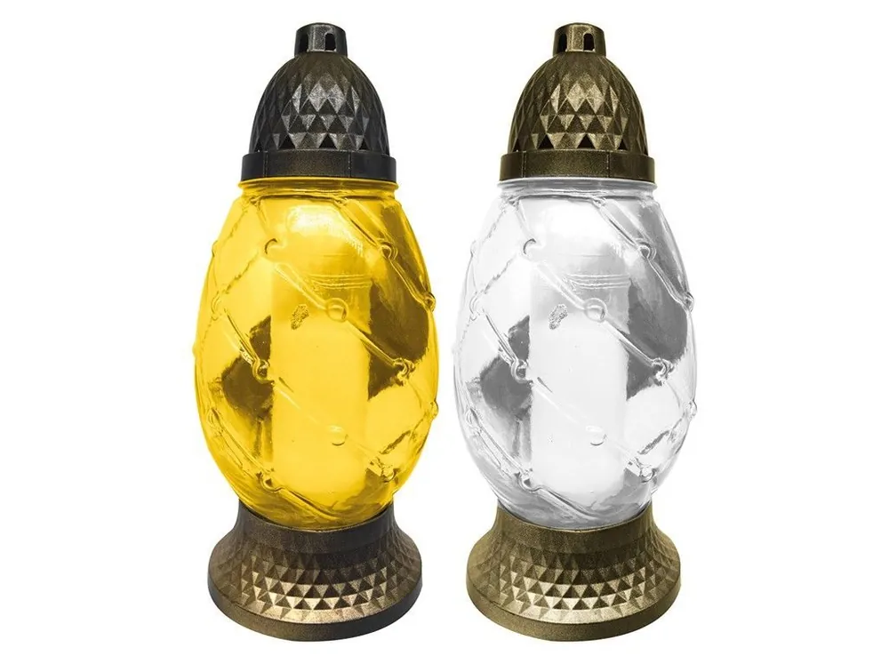 Autentický Lampa hřbitovní, sklo 27 cm vklad 110g 32 hod, mix barev