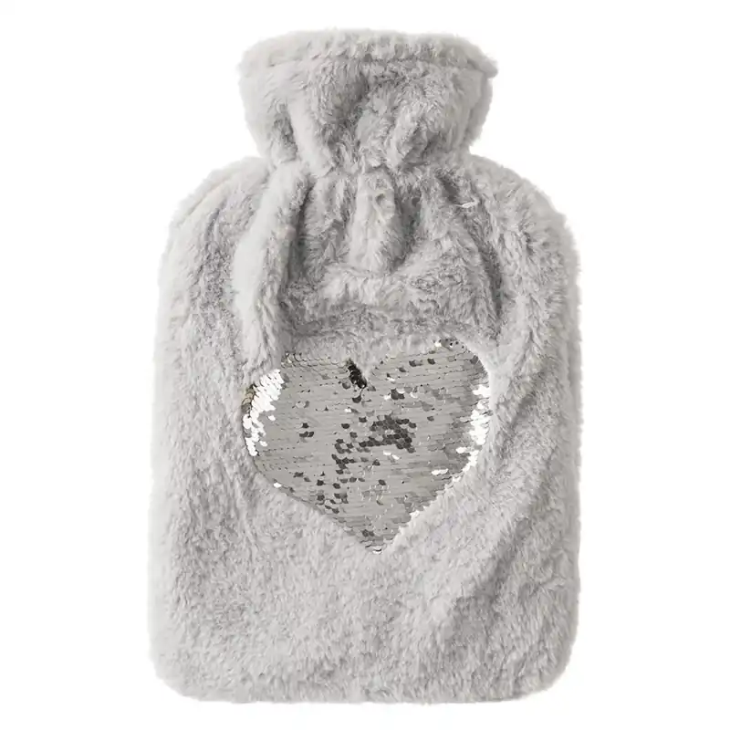 Termofor guma/polyester glitter SRDCE 1,6 l šedá Nízká Cena