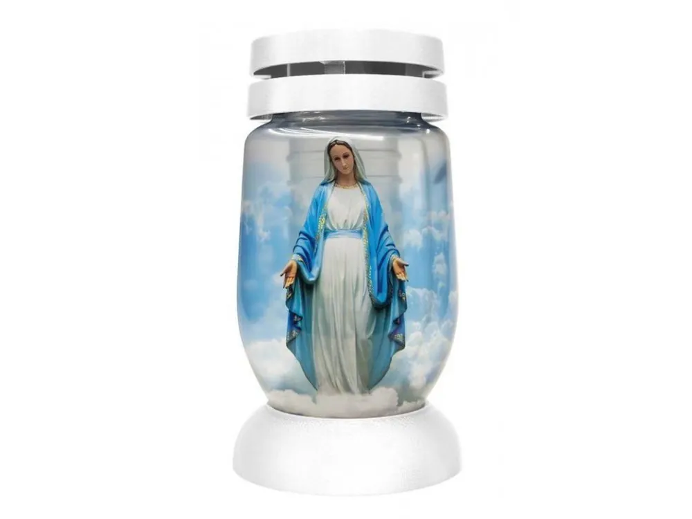 Autentický Lampa sklo Bolsius hřb.23cm vklad 120g 36h. Svatá Maria