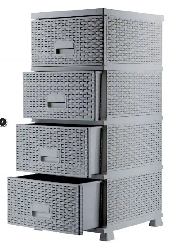 Komoda RAF polyratan, se zásuvnými šuplíky, 44 x 37 x 90,5 cm, šedá metalíza Cenová Bomba
