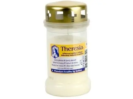 Svíčka hřbitovní Theresia náplň 160 g 45h, bílá litá Ověřený