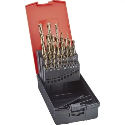 Autentický Sada spirálových vrtáků do obráběcího centra se stopkou DIN388 HSS-Co5 Gold 0,5mm stoup1-10,5mm 24ks