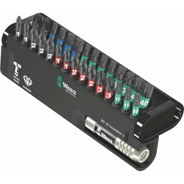 WERA držák bitů 30 Impaktor 2 PH/PZ/Torx®/vnitř.šestihran/vnější šestihr.30dílná Top Prodej