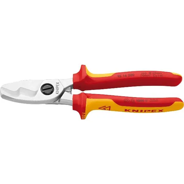 Víkendová Akce KNIPEX kab. nůžky s 2břitem VDE 9516 pro kabely 20 mm/70 mm², KS-úchop, D=200 mm