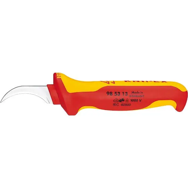 KNIPEX nůž na kabely VDE 985513 Hákový nůž pro sektor kabely čepel 28mm, D=190mm Akční Nabídka