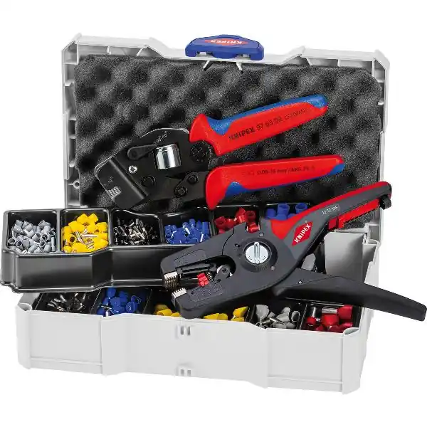 Ověřený KNIPEX Krimp sortiment koncovek drátů v systaineru+krimp. kleště + odizol.kleště