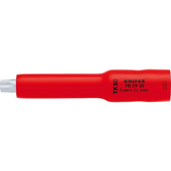 Dokud Zásoby Vydrží KNIPEX nástrčný klíč nasazovací izolovaný 9829, 3/8“ pro TX50, D=117 mm