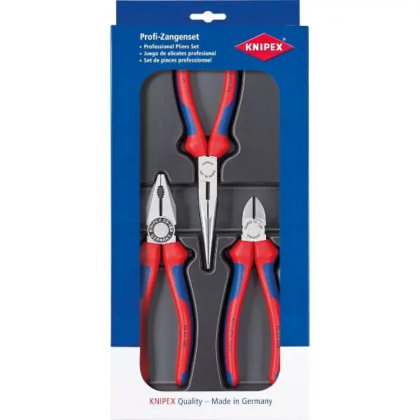 Originální KNIPEX sada kleští Montáž 3dílná kombinované, jehlové a boční štípací kleště