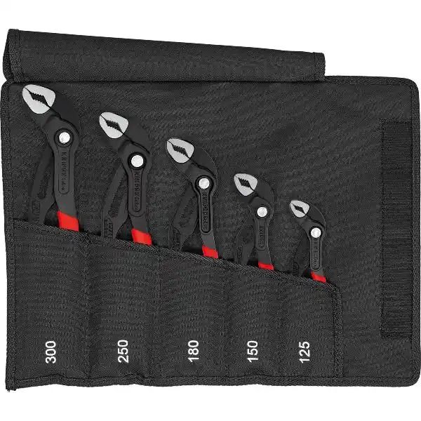 Značkový KNIPEX Cobra® 5dílná instalatér sada kleští 001955S5 v tašce na kolečkách černá