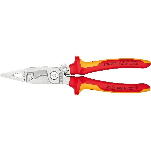 KNIPEX elektroinstalační kleště s pérem chromované VDE, 2-K, 200 mm Tovární Cena