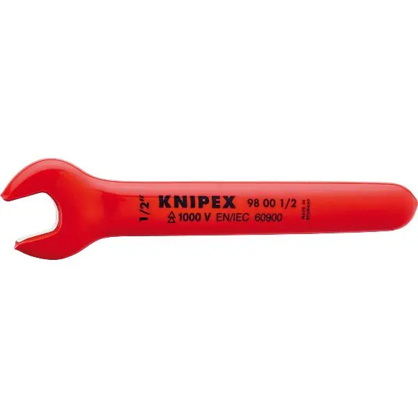 Levný KNIPEX plochý izolovaný klíč palcový, SW 1/2“, poloha čelistí 15°, D=139,7 mm