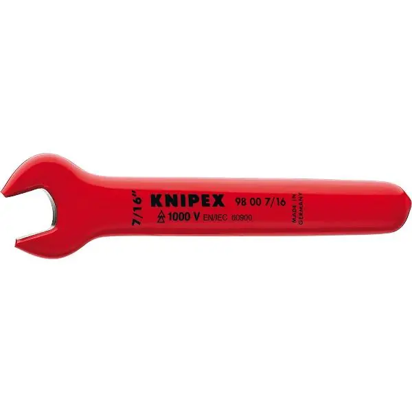 KNIPEX plochý izolovaný klíč palcový, SW 7/16“, poloha čelistí 15°, D=120,7 mm Koupit Online