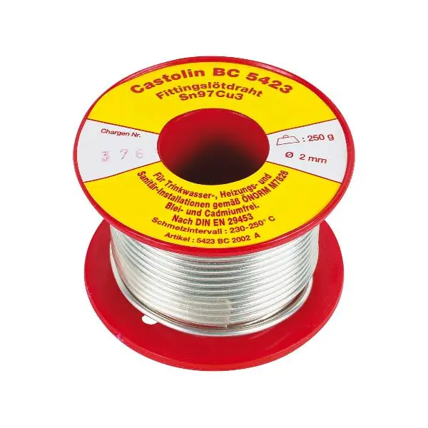 CASTOLIN fitingový pájecí drát BC5423 Sn-Cu ø 2,5 mm obsah 250 g Jen Po Omezenou Doba