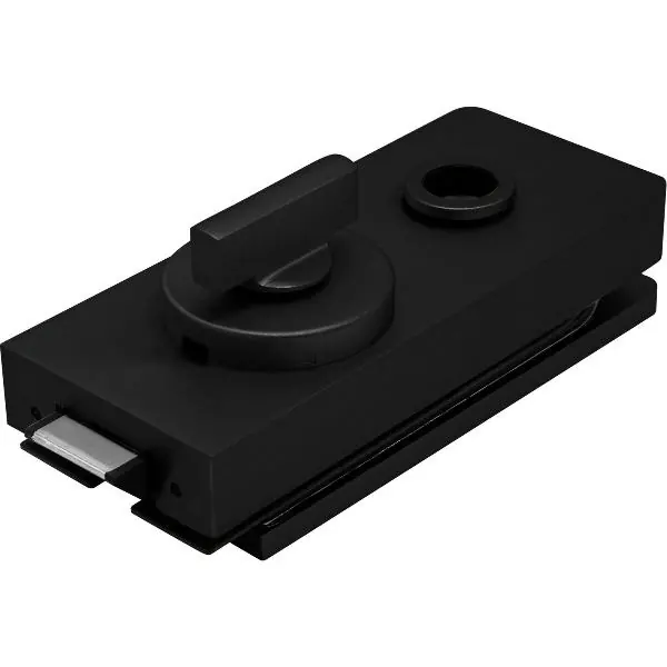 Zámek Studio 1121 WC s ovl. střelky, sklo 8 mm, hliník černý RAL 9005 (10154) Rychlé Dodání