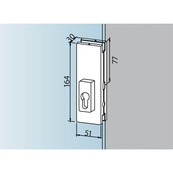 Nejprodávanější DORMA-Glas středový zámek US 20, PZ, sklo 10 mm, nerez (03.215)
