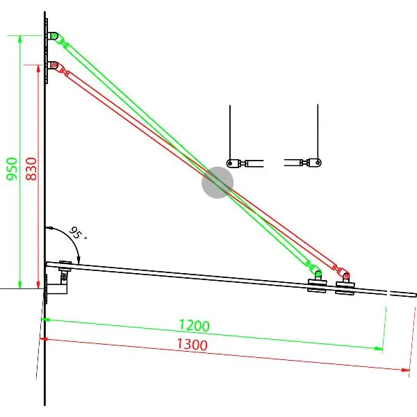 Aktuální Táhla skleněné markýzy GLVS II, hloubka skla 1300 mm, nerez