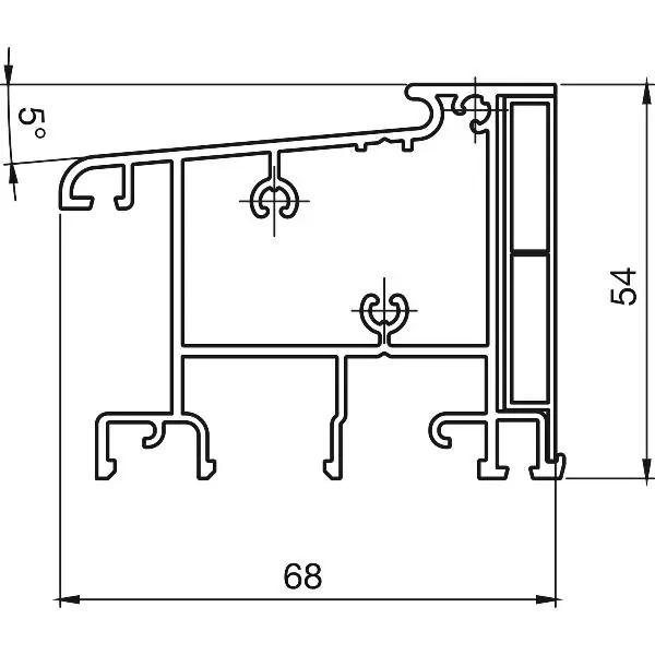Dveřní práh BTS 68, 68 x 54 mm, 6 m, stříbrný elox/vložka plast černý Levný