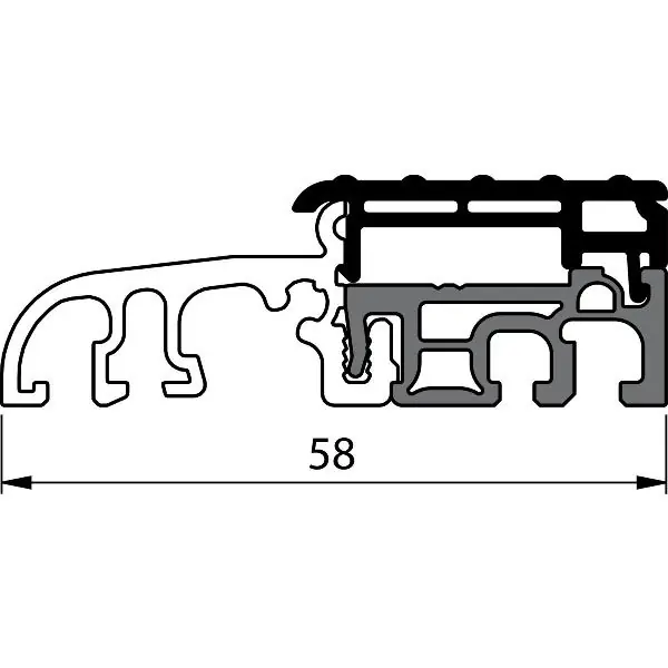 Aktuální Práh pro balkonové dveře EIFEL TB-58, 6000 mm, stříbrný elox/šedá