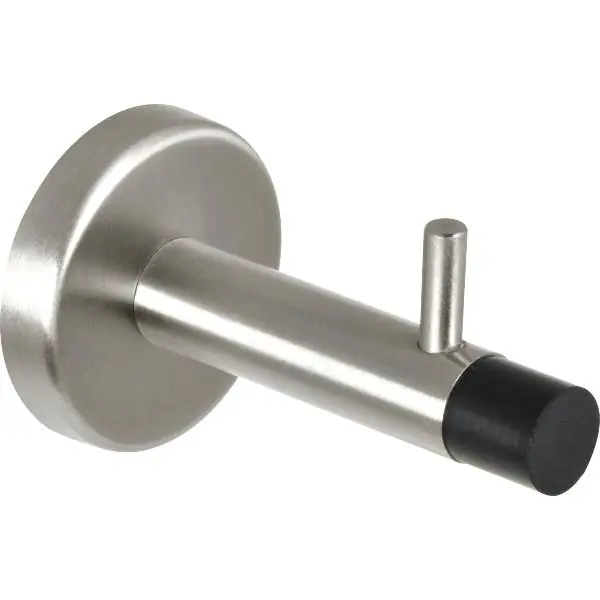 Omezená Nabídka Nástěnný dveřní doraz s hákem, délka 82 mm, nerez matný