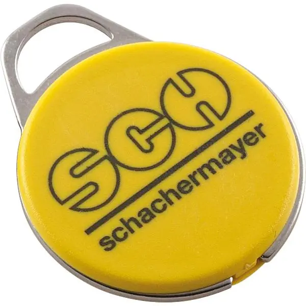 Aktuální SALTO RFID klíčenka LOXX s slim MIFARE DESFire EV3 8 kB žlutá logo SCH