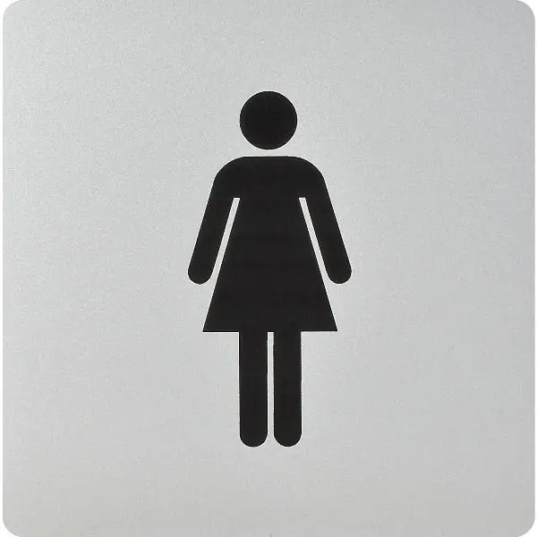 WC symbol žena samolepicí, 100x100 mm, plast hliníkové barvy Top Prodej