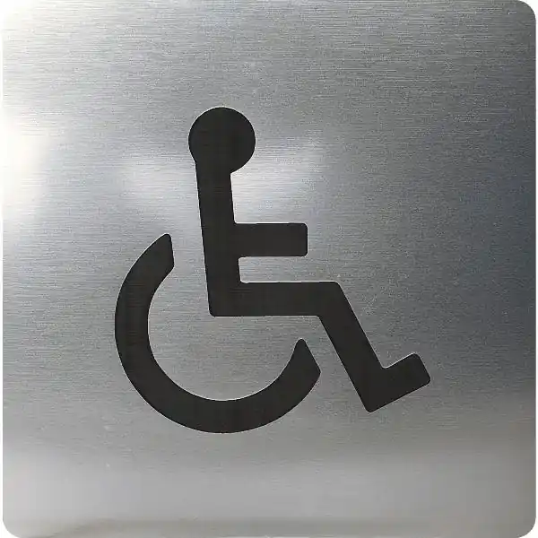 WC symbol invalida samolepicí, 100x100 mm, plast nerezové barvy Expresní Doručení