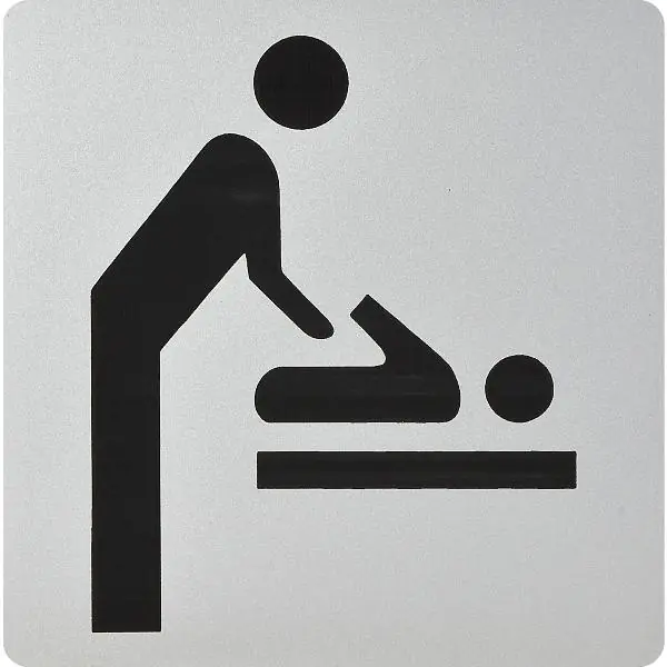 WC symbol přebalovací pult samolepicí, 100x100 mm, plast hliníkové barvy Ověřený