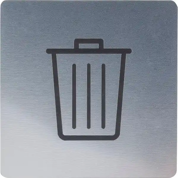 Omezená Nabídka Samolepicí symbol prostoru pro odpad, 100 x 100 mm, plast v nerez efekt