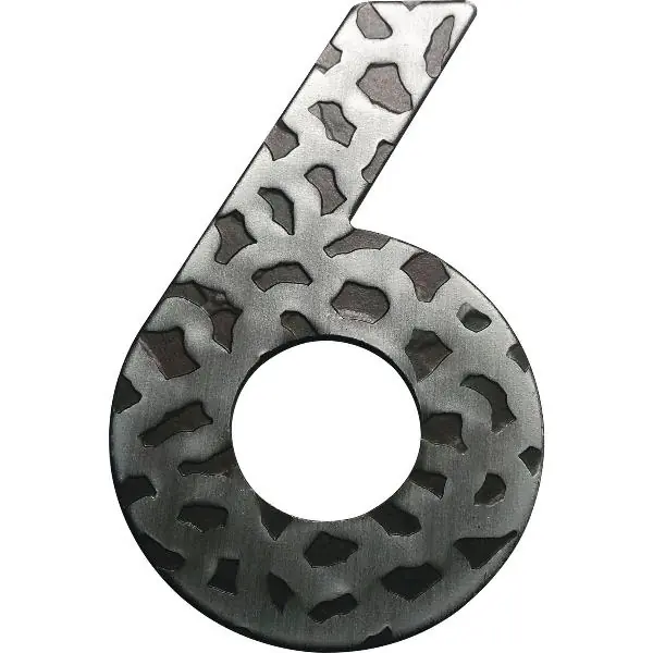 Číslice 6, výška 120 mm, kované železo, černý pozink Časově Omezené