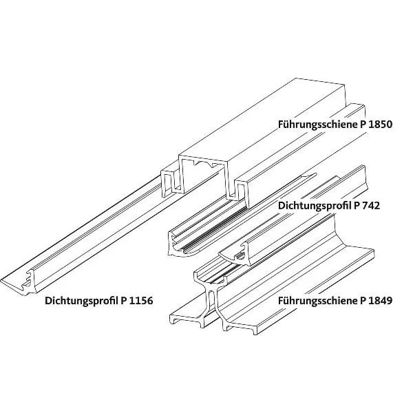 GU HS sada vodicích lišt horní P1850 D = 2900 mm stříbrná elox./těsnění černé Poslední Šance