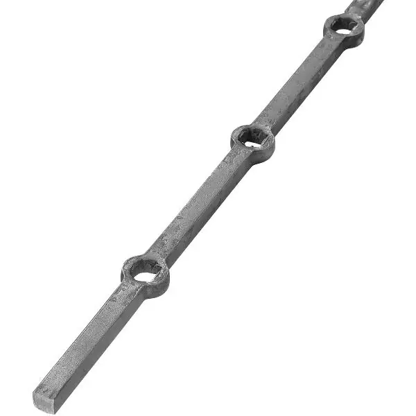 Rychlé Dodání IAM DESIGN děrovaná tyč, hranatá 12 x 12mm, rozteč otvorů 120mm, 2000 mm,kovaná