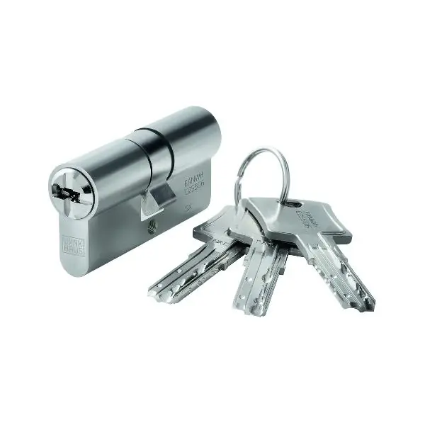 Autentický Oboustranná cylindrická vložka key Tec N-Tra, doplňkový program, 55/65, nikl mat