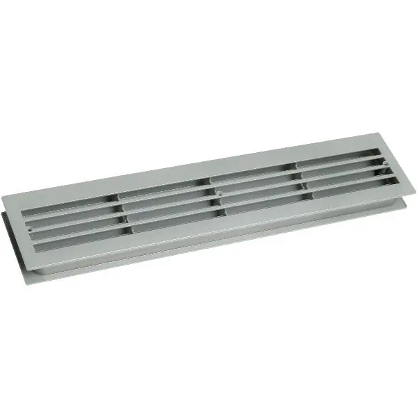 Větrací mřížka pro pokojové dveře, 454 x 90 mm, T. 40 mm, plast nerez efekt Super Cena