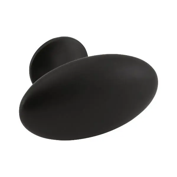 Koupit Online Knopka Oval Simple šířka 60 mm, výška 35 mm, zinkový odlitek černý mat
