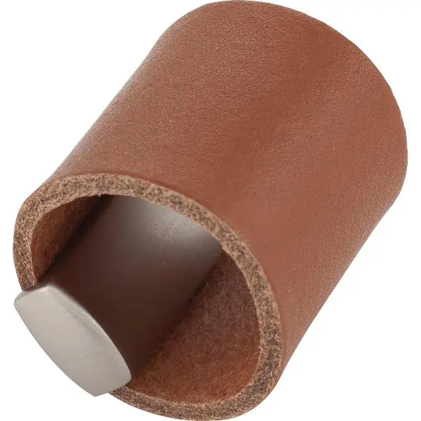 Expresní Doručení Nábytková knopka Drum LA 32, šířka 40 mm, kůže/ZN koňak/nerezová ocel efekt