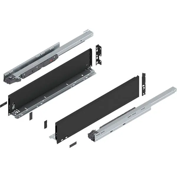 Značkový BLUM LEGRABOX pure sada výška K, BLUMOTION S, 40kg, délka 600, karbonově černá