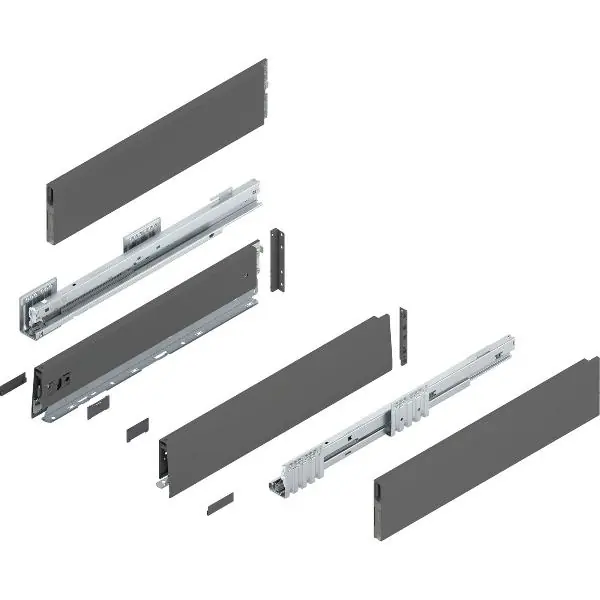 BLUM MERIVOBOX výsuv koše sada výška E-Boxcap BLUMOTION B 70kg, d.500,o. šedá Nakupujte Hned