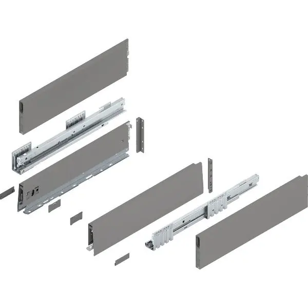 BLUM MERIVOBOX výsuv koše sada výška E-Boxcap, BLUMOTION B, 70kg, d.450, i. šedá Cenová Bomba
