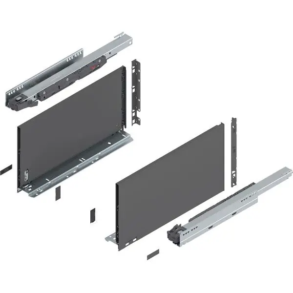 Značkový BLUM LEGRABOX pure sada výška F, TIP-ON, 40kg, délka 450, orion šedá