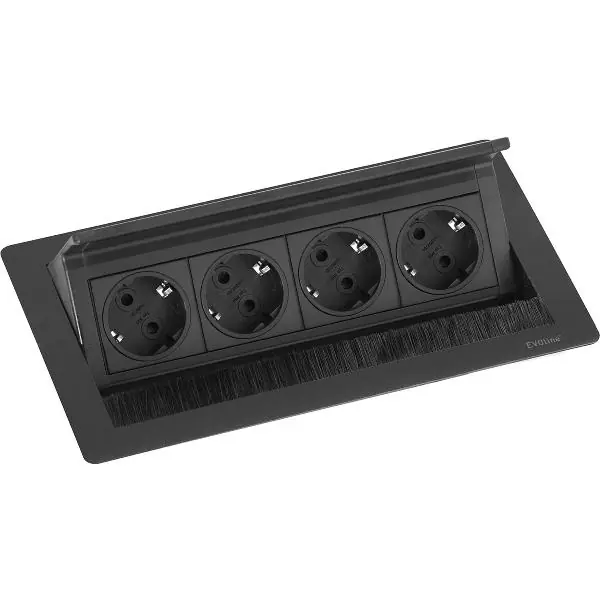 EVOline Flip Top Push S 4xSchuko zásuvka, černá Akční Cena
